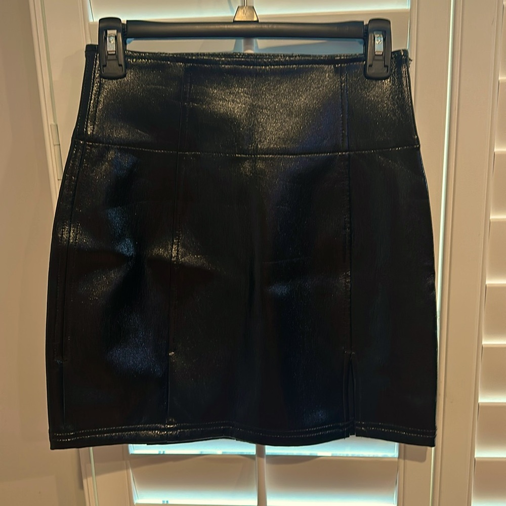 Free People:  Patent Leather Mini Skirt High-Rise